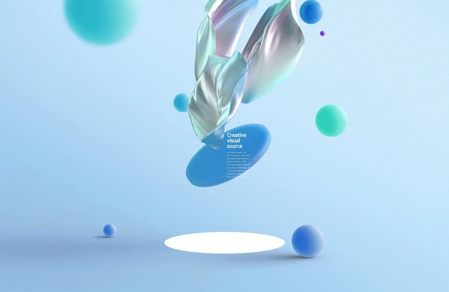 潮流创意透明玻璃3D舞台液体几何主视觉KV海报背景PSD设计素材【008】